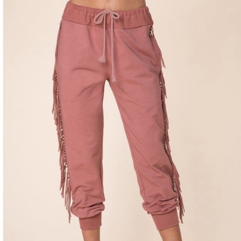 Kittenish Fringe Joggers